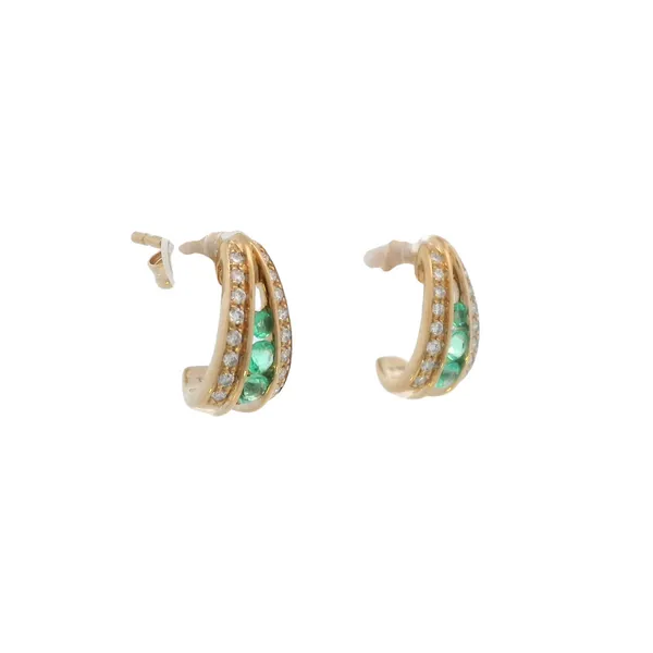 Emerald & Diamond petite Drop earrings-14ky Image 2 Bryan Jewelry Prattville, AL