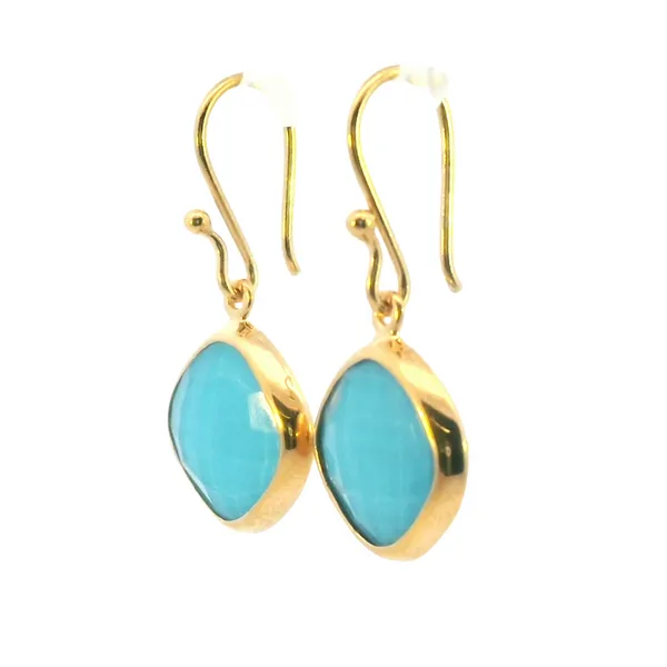 Turquoise Dangle Earring in Yellow Vermeil Image 2 Bryan Jewelry Prattville, AL