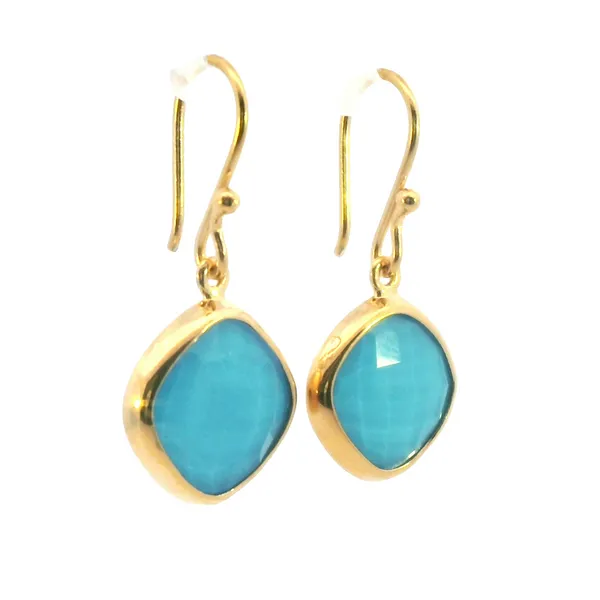 Turquoise Dangle Earring in Yellow Vermeil Image 5 Bryan Jewelry Prattville, AL