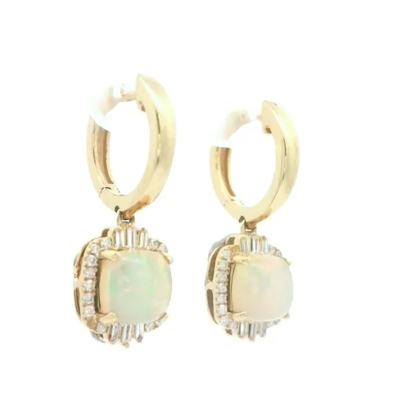 14ky hoops with beautiful opal & diamond drop Image 2 Bryan Jewelry Prattville, AL