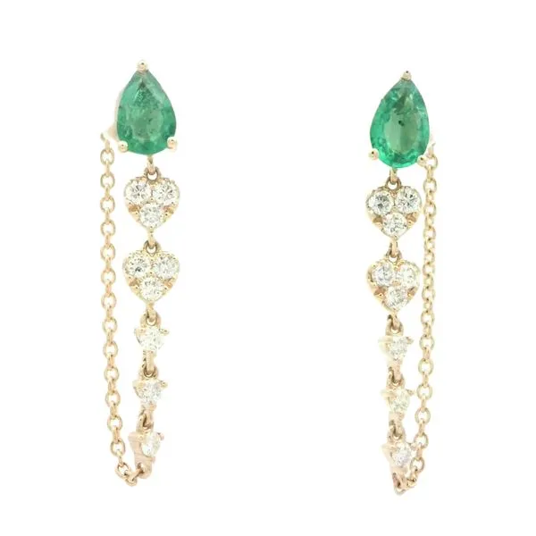14ky Pear Shaped Emerald Earrings With Diamond Drop Bryan Jewelry Prattville, AL