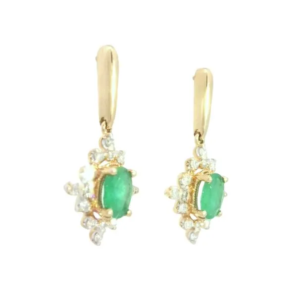 14ky Dangle Emerald & Diamond Earrings Image 3 Bryan Jewelry Prattville, AL