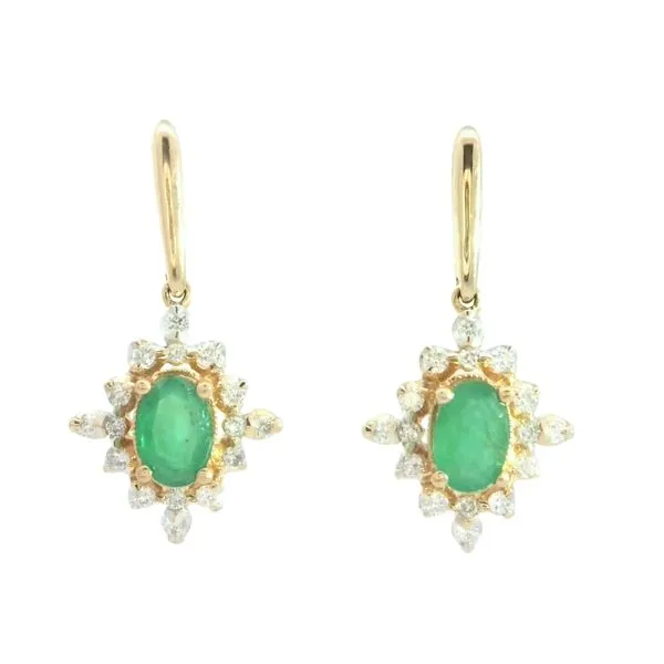 14ky Dangle Emerald & Diamond Earrings Bryan Jewelry Prattville, AL