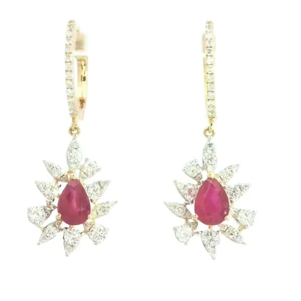 14ky Ruby & Diamond Dangle Earrings Bryan Jewelry Prattville, AL