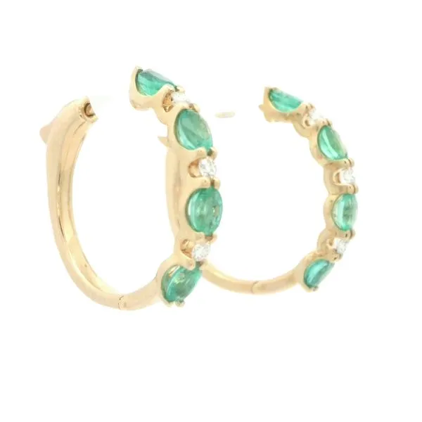 Emerald & Diamond Hoops-14ky Image 2 Bryan Jewelry Prattville, AL