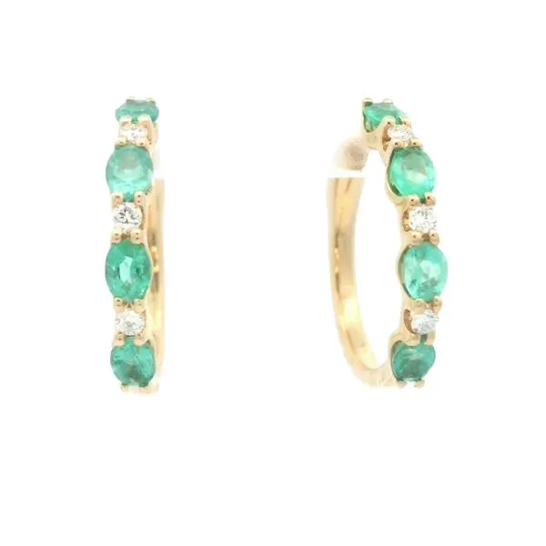 Emerald & Diamond Hoops-14ky Bryan Jewelry Prattville, AL