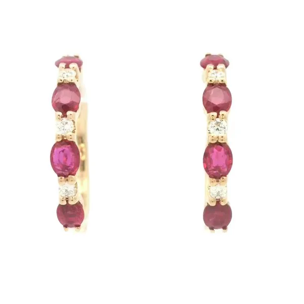 Ruby & Diamond Hoops-14ky Bryan Jewelry Prattville, AL
