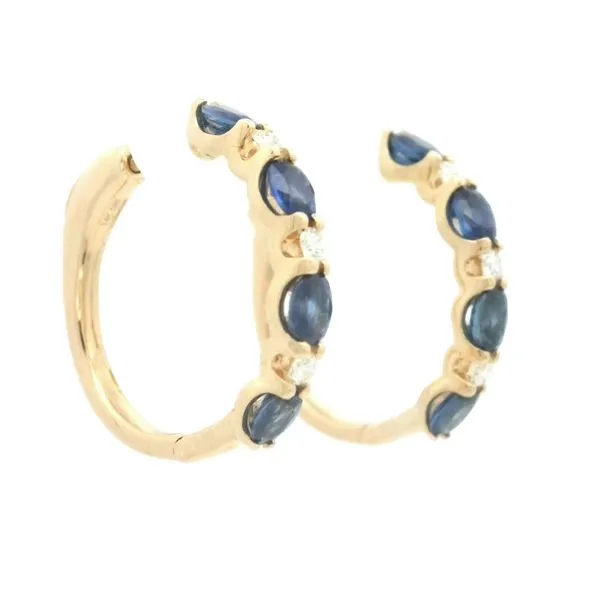 Sapphire & Diamond Hoops-14ky Image 2 Bryan Jewelry Prattville, AL