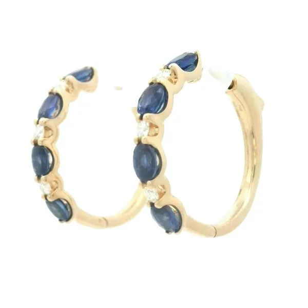 Sapphire & Diamond Hoops-14ky Image 3 Bryan Jewelry Prattville, AL