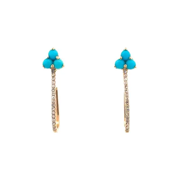 Turquoise & Diamond J-hoop earring-14ky Bryan Jewelry Prattville, AL