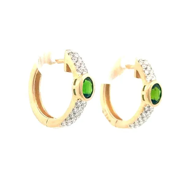 Hugger Hoops with Chrome Diopside & Diamonds Image 2 Bryan Jewelry Prattville, AL