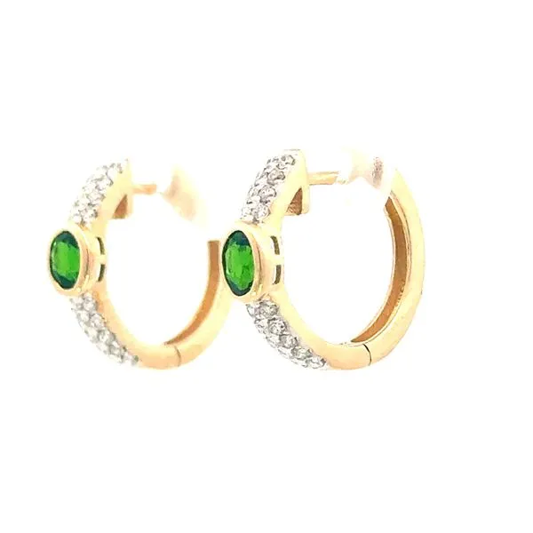 Hugger Hoops with Chrome Diopside & Diamonds Image 3 Bryan Jewelry Prattville, AL