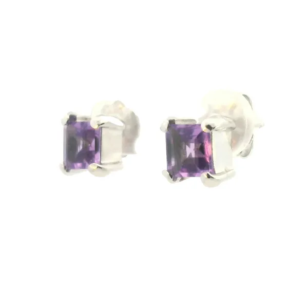 6x6mm Princess cut Amethyst Studs in Sterling Silver Image 2 Bryan Jewelry Prattville, AL