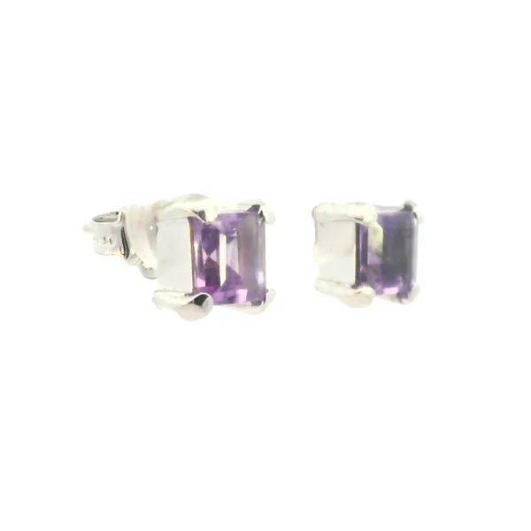 6x6mm Princess cut Amethyst Studs in Sterling Silver Image 4 Bryan Jewelry Prattville, AL