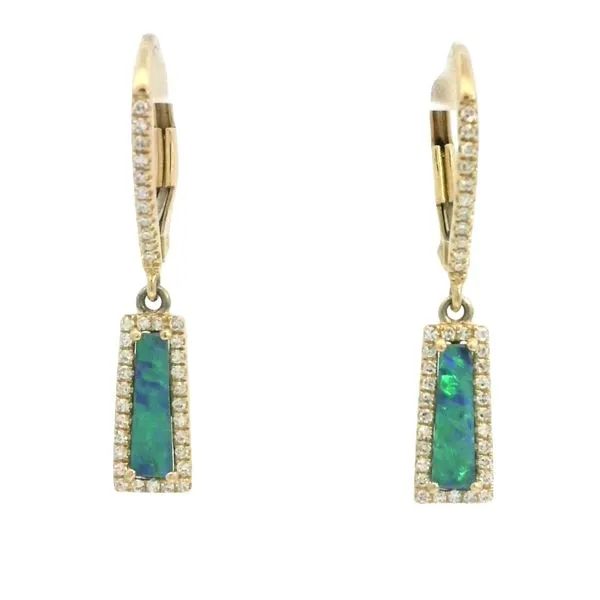 Modern Edge, Iridescent Allure<br> Opal & Diamond Earrings in 14ky Bryan Jewelry Prattville, AL