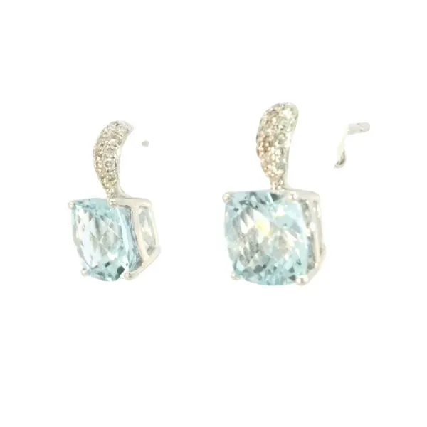 Aquamarine & Diamond Earrings in 14kw Image 2 Bryan Jewelry Prattville, AL