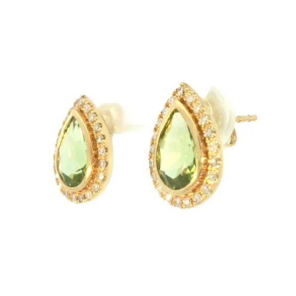 Peridot & Diamond Earrings in 14ky Image 2 Bryan Jewelry Prattville, AL