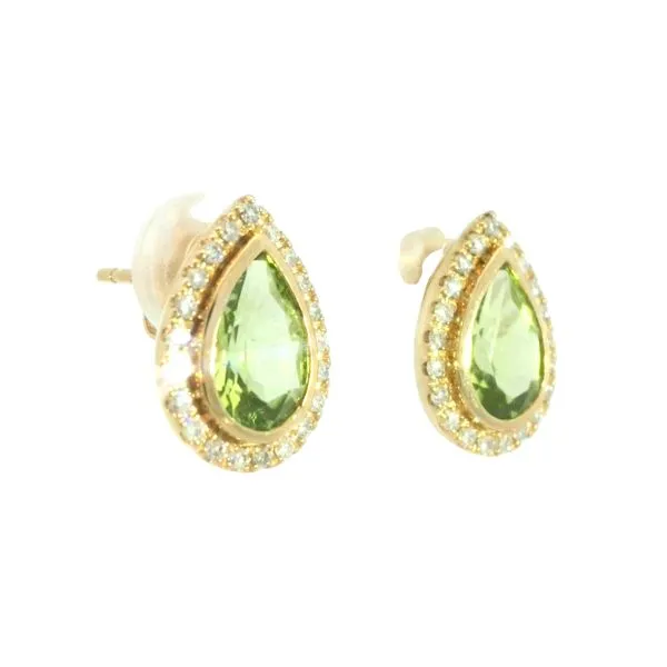 Peridot & Diamond Earrings in 14ky Image 3 Bryan Jewelry Prattville, AL