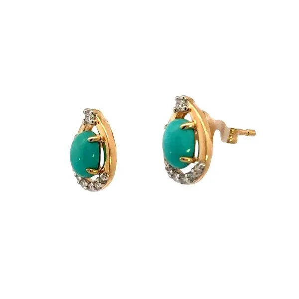 Turquoise & Diamond Earrings in 14ky Image 2 Bryan Jewelry Prattville, AL
