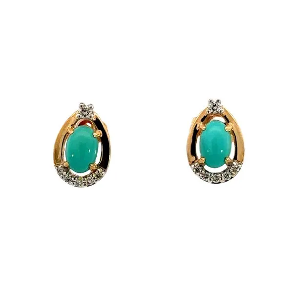 Turquoise & Diamond Earrings in 14ky Bryan Jewelry Prattville, AL