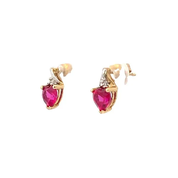 Previously Loved synthetic ruby earrings in 10ky Image 2 Bryan Jewelry Prattville, AL