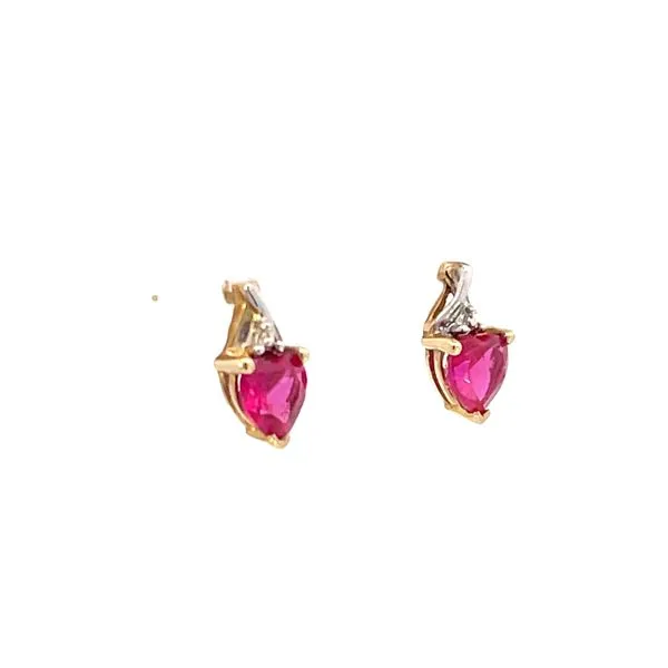 Previously Loved synthetic ruby earrings in 10ky Image 3 Bryan Jewelry Prattville, AL
