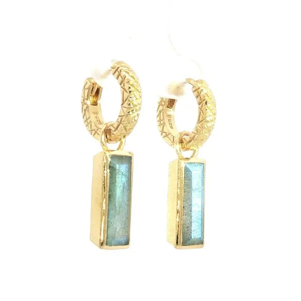 Hoop earrings with labradorite in 18k gold plated sterling silver Image 2 Bryan Jewelry Prattville, AL