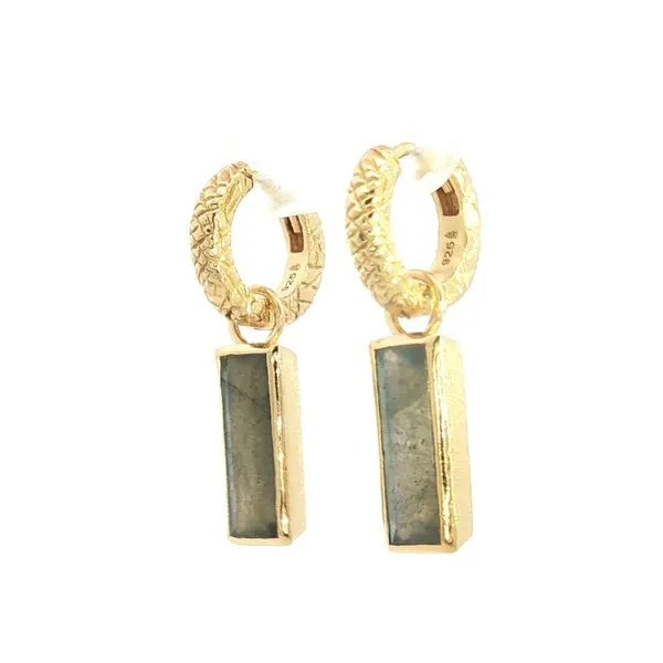 Hoop earrings with labradorite in 18k gold plated sterling silver Image 3 Bryan Jewelry Prattville, AL