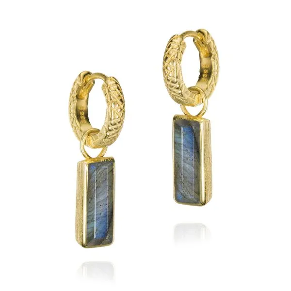 Hoop earrings with labradorite in 18k gold plated sterling silver Image 4 Bryan Jewelry Prattville, AL
