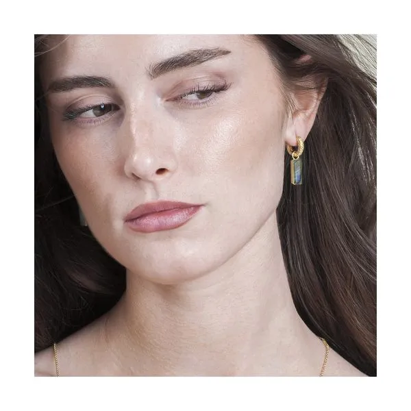 Hoop earrings with labradorite in 18k gold plated sterling silver Image 5 Bryan Jewelry Prattville, AL