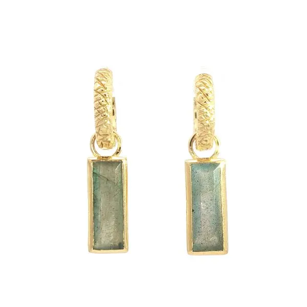Hoop earrings with labradorite in 18k gold plated sterling silver Bryan Jewelry Prattville, AL