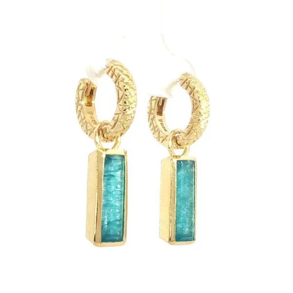 Hoop earrings with Apatite in 18k gold plated sterling silver Image 2 Bryan Jewelry Prattville, AL