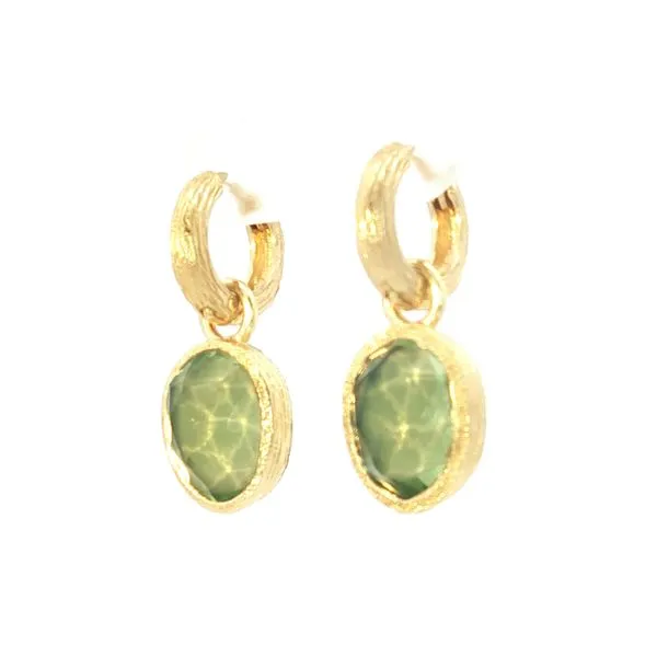 Green Amethyst Hoop Earrings with 18k Gold Plating Image 2 Bryan Jewelry Prattville, AL