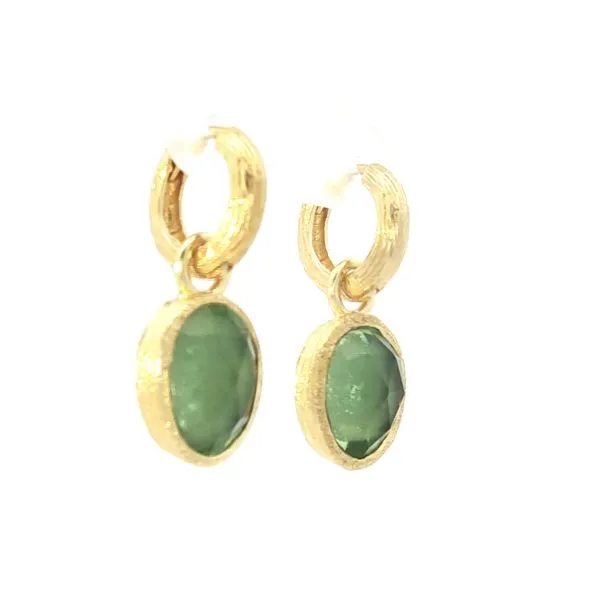Green Amethyst Hoop Earrings with 18k Gold Plating Image 3 Bryan Jewelry Prattville, AL