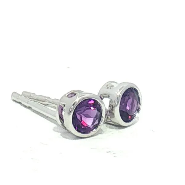 Bezel Set Amethyst Stud Earrings in 14kw Image 2 Bryan Jewelry Prattville, AL