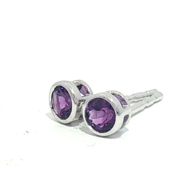 Bezel Set Amethyst Stud Earrings in 14kw Image 3 Bryan Jewelry Prattville, AL