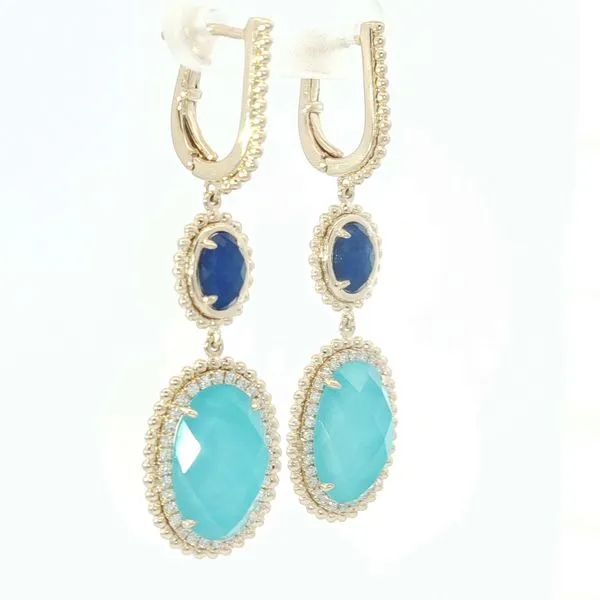 Turquoise, Lapis, & Diamond Earrings Image 2 Bryan Jewelry Prattville, AL