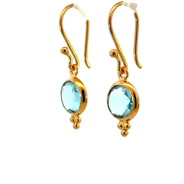 Yellow Vermeil Blue Topaz Dangle Earrings Image 2 Bryan Jewelry Prattville, AL