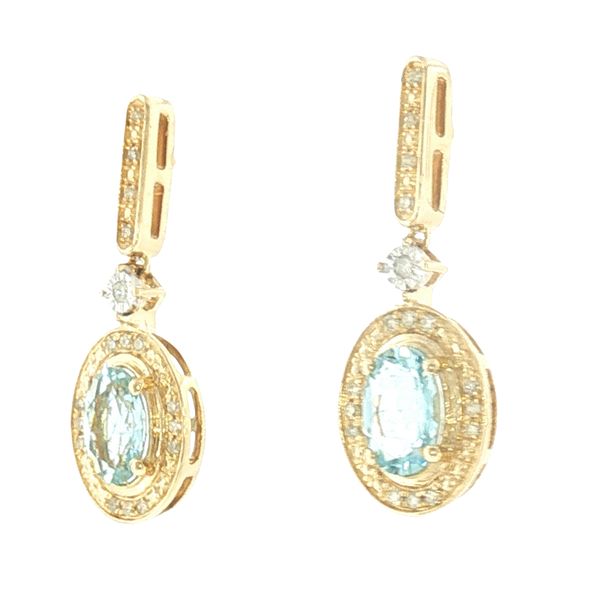 Ocean Glow: Aquamarine & Diamond Dangle Earrings Image 2 Bryan Jewelry Prattville, AL