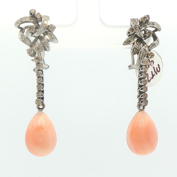 Estate Coral & Diamond Drop Earrings Bryan Jewelry Prattville, AL
