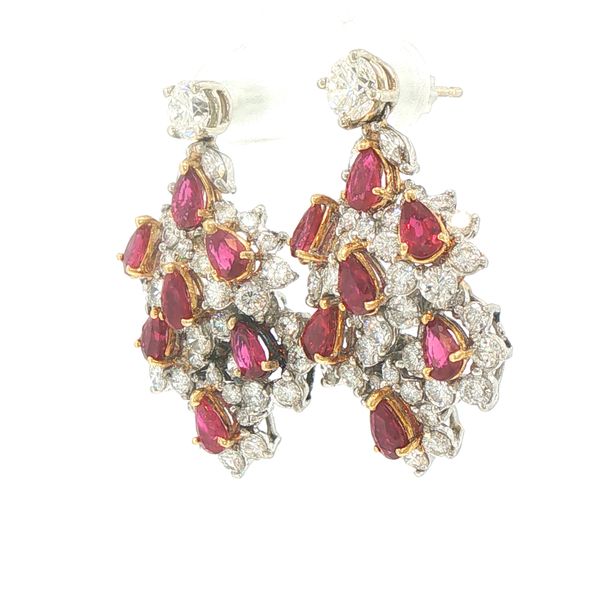 Estate Ruby & Diamond Statement Earrings Image 3 Bryan Jewelry Prattville, AL