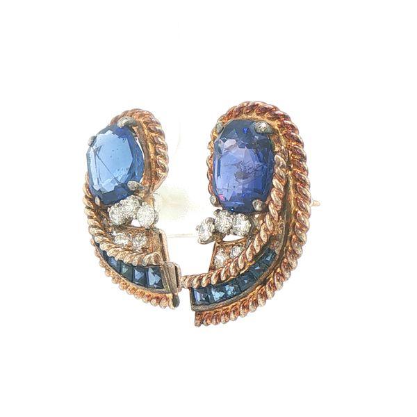 Sapphire Ribbon Estate Earrings Image 3 Bryan Jewelry Prattville, AL