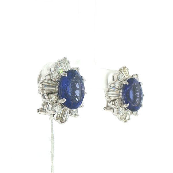 Estate Tanzanite & Diamond Omega Back Earrings Image 2 Bryan Jewelry Prattville, AL