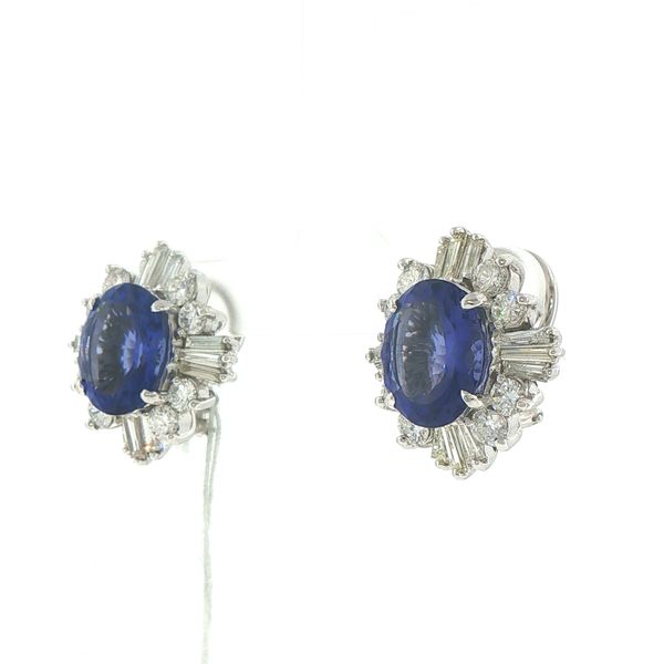 Estate Tanzanite & Diamond Omega Back Earrings Image 3 Bryan Jewelry Prattville, AL