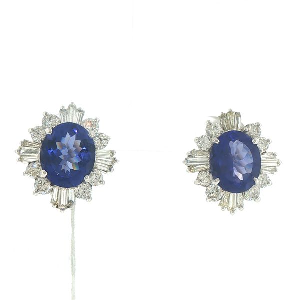 Estate Tanzanite & Diamond Omega Back Earrings Bryan Jewelry Prattville, AL