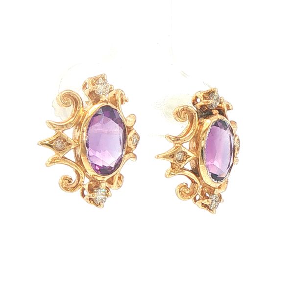 Estate Amethyst & Diamond Accent Earrings Image 2 Bryan Jewelry Prattville, AL