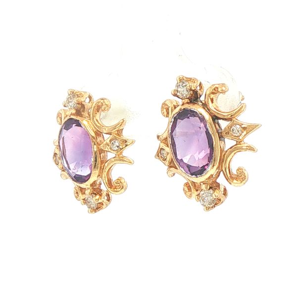 Estate Amethyst & Diamond Accent Earrings Image 3 Bryan Jewelry Prattville, AL