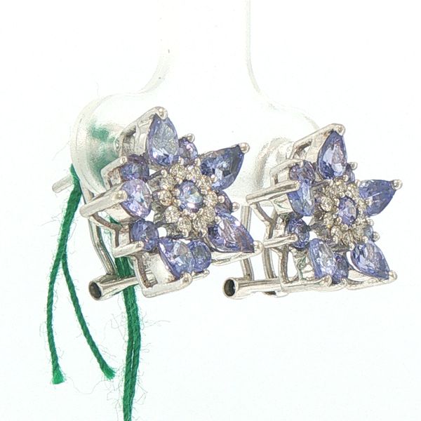 Tanzanite Cluster Estate Earrings Image 2 Bryan Jewelry Prattville, AL