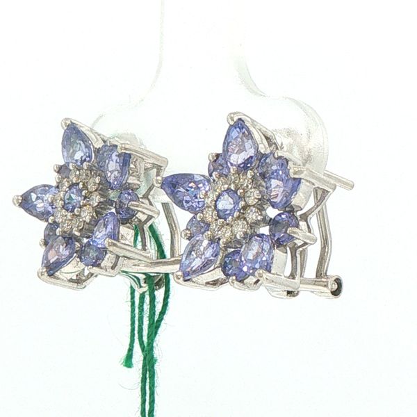 Tanzanite Cluster Estate Earrings Image 3 Bryan Jewelry Prattville, AL