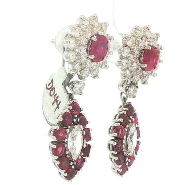 Burma Ruby & Diamond Estate Earrings Image 2 Bryan Jewelry Prattville, AL